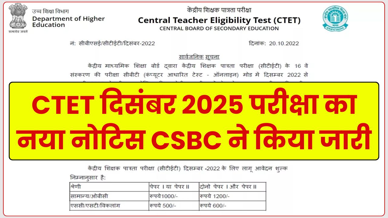 CTET December 2025 Exam Notice Out