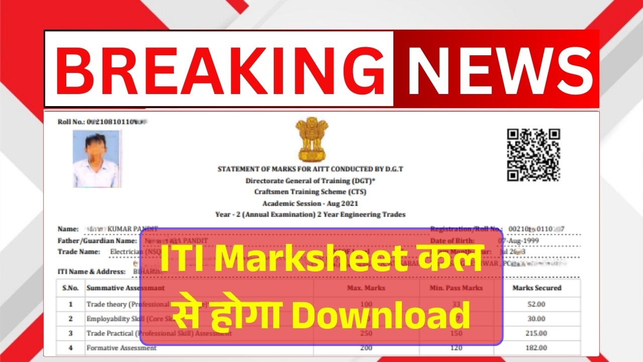 NCVT & SCVT ITI Result 2025 Published
